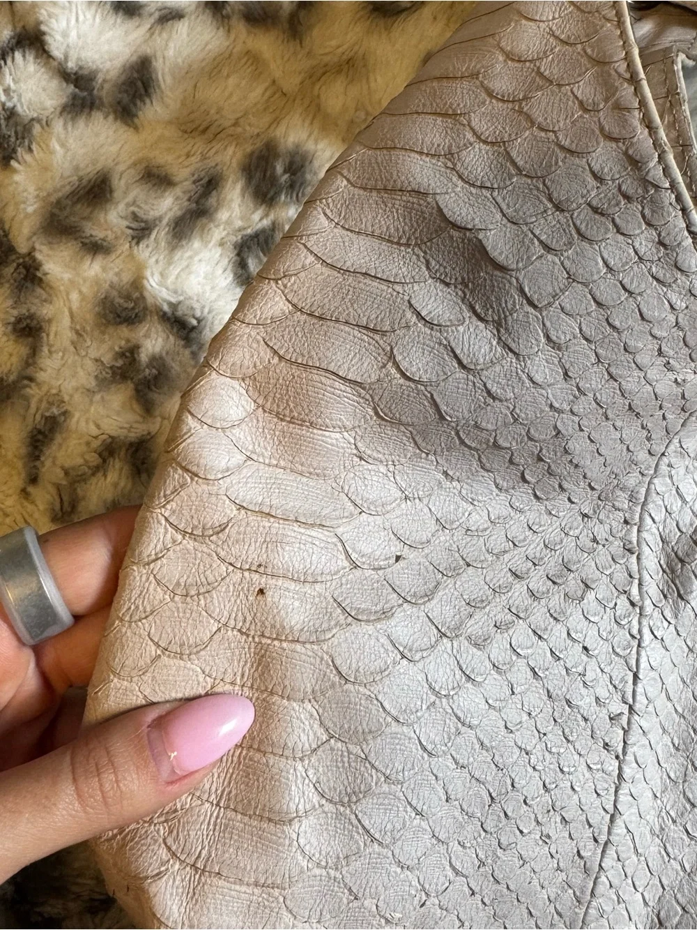 Large Vintage Furla Croc Embossed Leather Bag